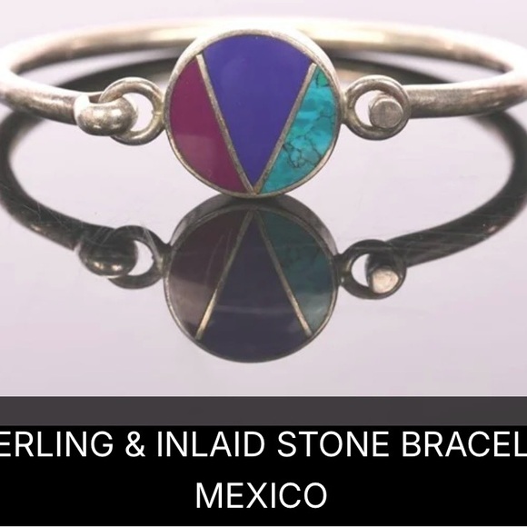 Jewelry - Sterling Silver Inlaid Turquoise and other Stone Vintage Bracelet